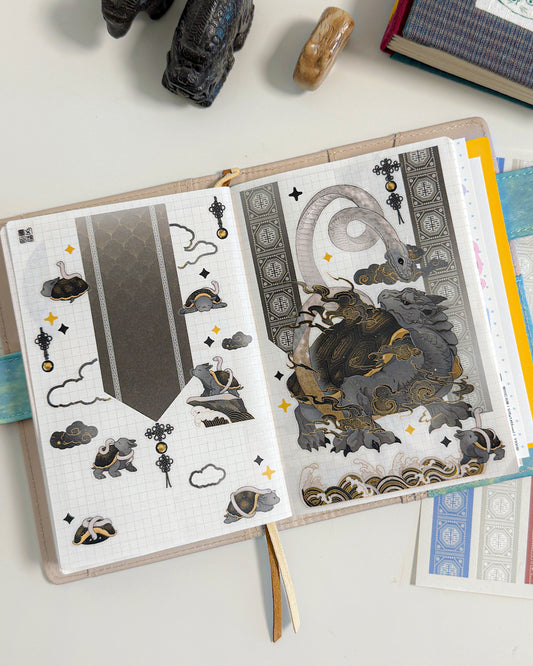 Northern Black Tortoise Illustration Sticker