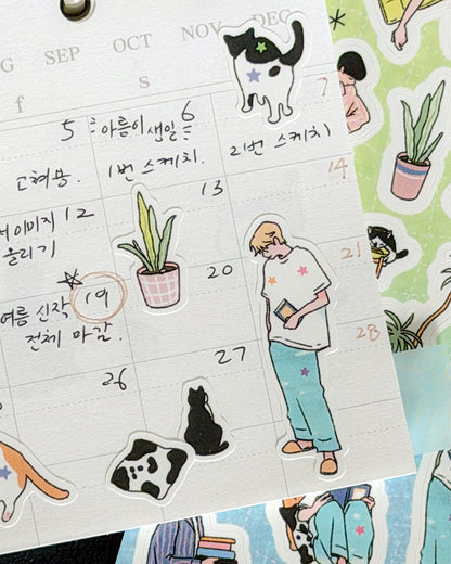 Tiny World Slow Steps&Day Off Illustration Sticker Set (On sale until Aug 21 KST/Until sold out)