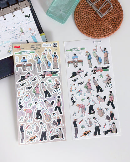 Tiny World Slow Steps&Day Off Illustration Sticker Set (On sale until Aug 21 KST/Until sold out)
