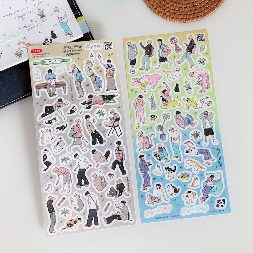 Tiny World Slow Steps&Day Off Illustration Sticker Set (On sale until Aug 21 KST/Until sold out)