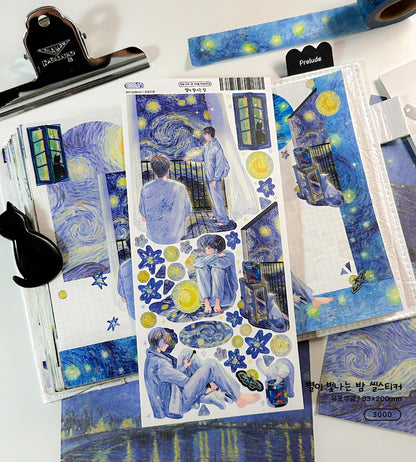 Starry Night Illustration Sticker
