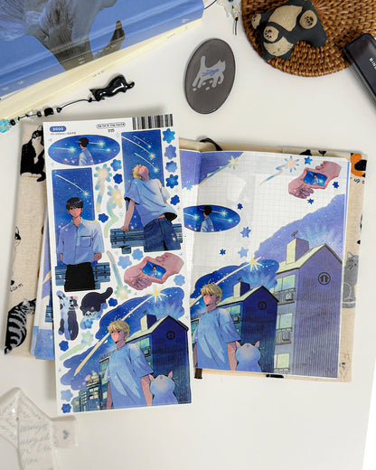 Meteor Shower Illustration Sticker